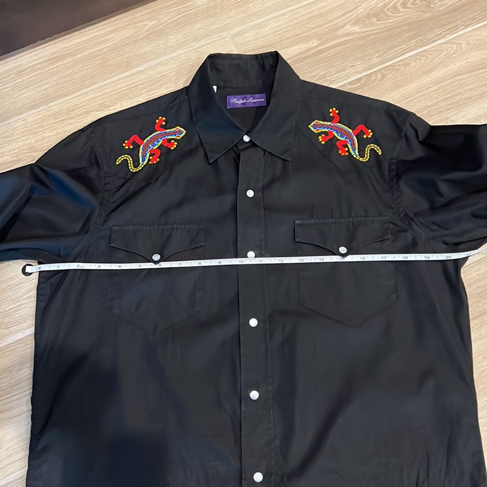 Ralph Lauren Purple label beaded Western shirt size M pearl snap buttons Cowboy - Picture 4 of 14